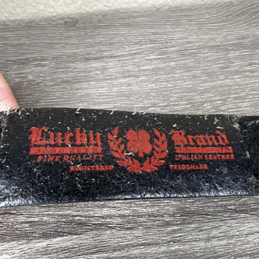 Vintage LUCKY BRAND Belt Black Small  (32-37 in) Leather NO BUCKLE Grunge Rock
